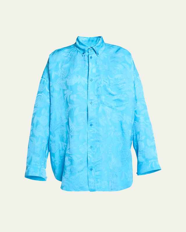 Long-Sleeve Button-Down Cocoon Shirt